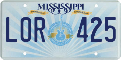 MS license plate LOR425