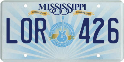 MS license plate LOR426