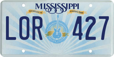 MS license plate LOR427