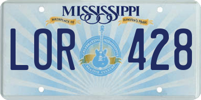 MS license plate LOR428