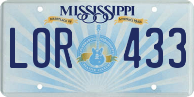 MS license plate LOR433