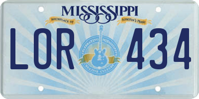 MS license plate LOR434