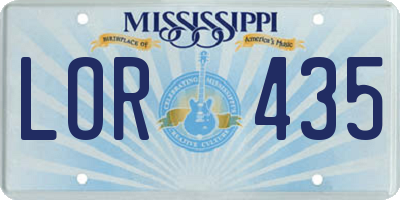 MS license plate LOR435