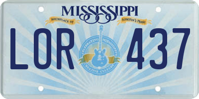 MS license plate LOR437