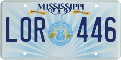 MS license plate LOR446