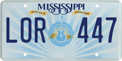 MS license plate LOR447