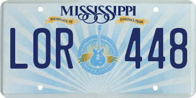 MS license plate LOR448