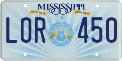 MS license plate LOR450