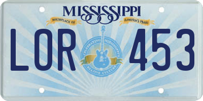MS license plate LOR453