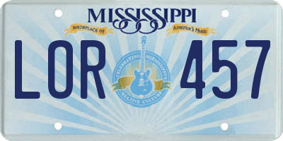 MS license plate LOR457