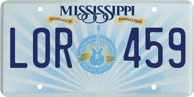 MS license plate LOR459