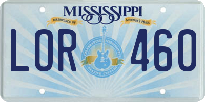 MS license plate LOR460