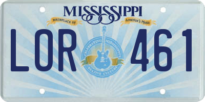 MS license plate LOR461
