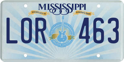 MS license plate LOR463