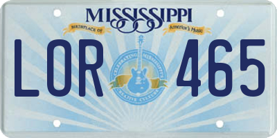 MS license plate LOR465