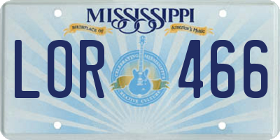 MS license plate LOR466