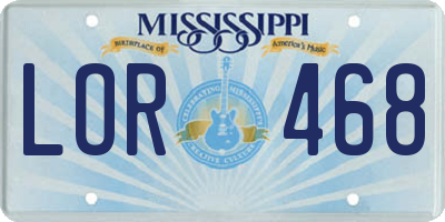 MS license plate LOR468