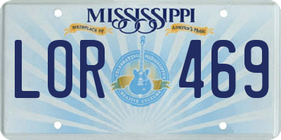 MS license plate LOR469