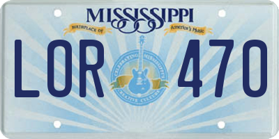 MS license plate LOR470