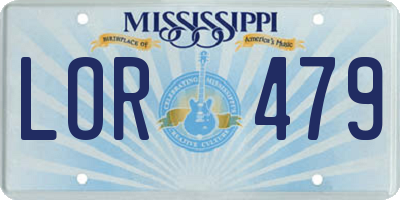MS license plate LOR479