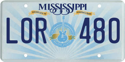 MS license plate LOR480