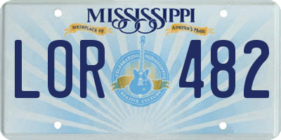 MS license plate LOR482