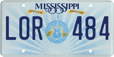 MS license plate LOR484