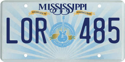 MS license plate LOR485