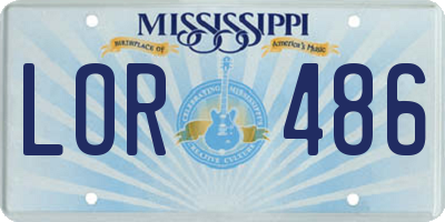 MS license plate LOR486