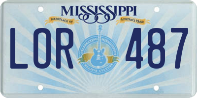MS license plate LOR487