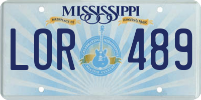 MS license plate LOR489