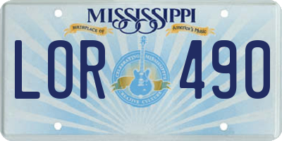 MS license plate LOR490