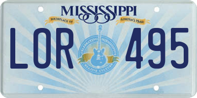 MS license plate LOR495
