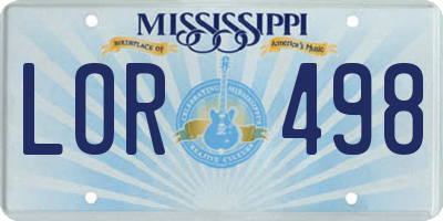 MS license plate LOR498