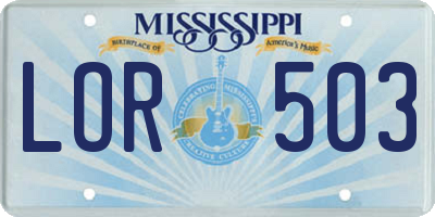 MS license plate LOR503
