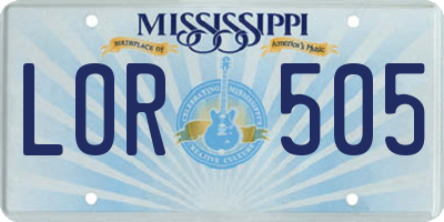 MS license plate LOR505