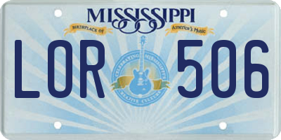 MS license plate LOR506