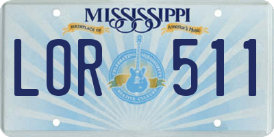 MS license plate LOR511