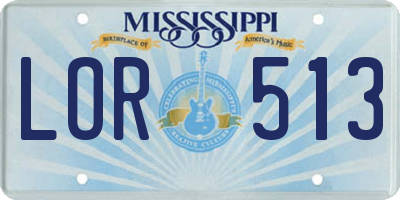 MS license plate LOR513
