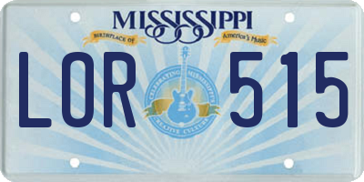MS license plate LOR515
