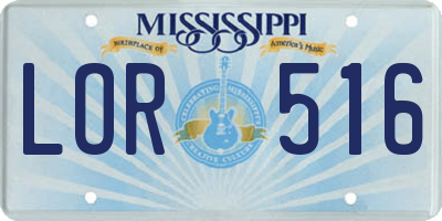 MS license plate LOR516