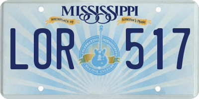 MS license plate LOR517