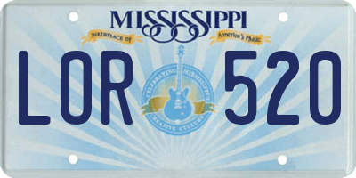 MS license plate LOR520