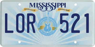 MS license plate LOR521