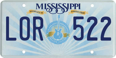 MS license plate LOR522