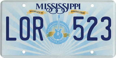 MS license plate LOR523