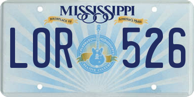 MS license plate LOR526