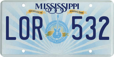 MS license plate LOR532