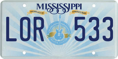 MS license plate LOR533