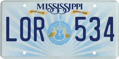 MS license plate LOR534